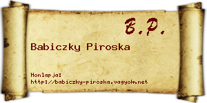 Babiczky Piroska névjegykártya